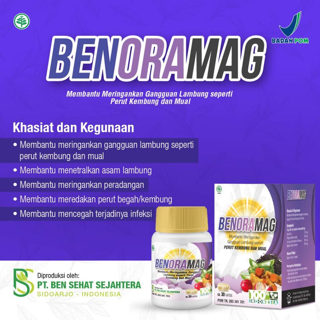 Benoramag 30 Kapsul Membantu Meringankan Gangguan Lambung Seperti Perut Kembung dan Mual