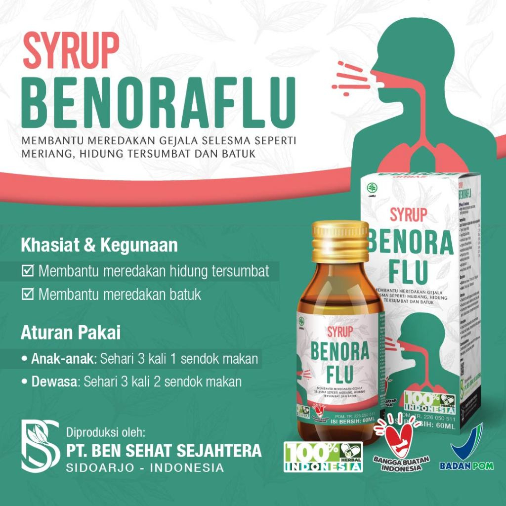 Benoraflu 60ml Membantu Meredakan Hidung Tersumbat dan Batuk