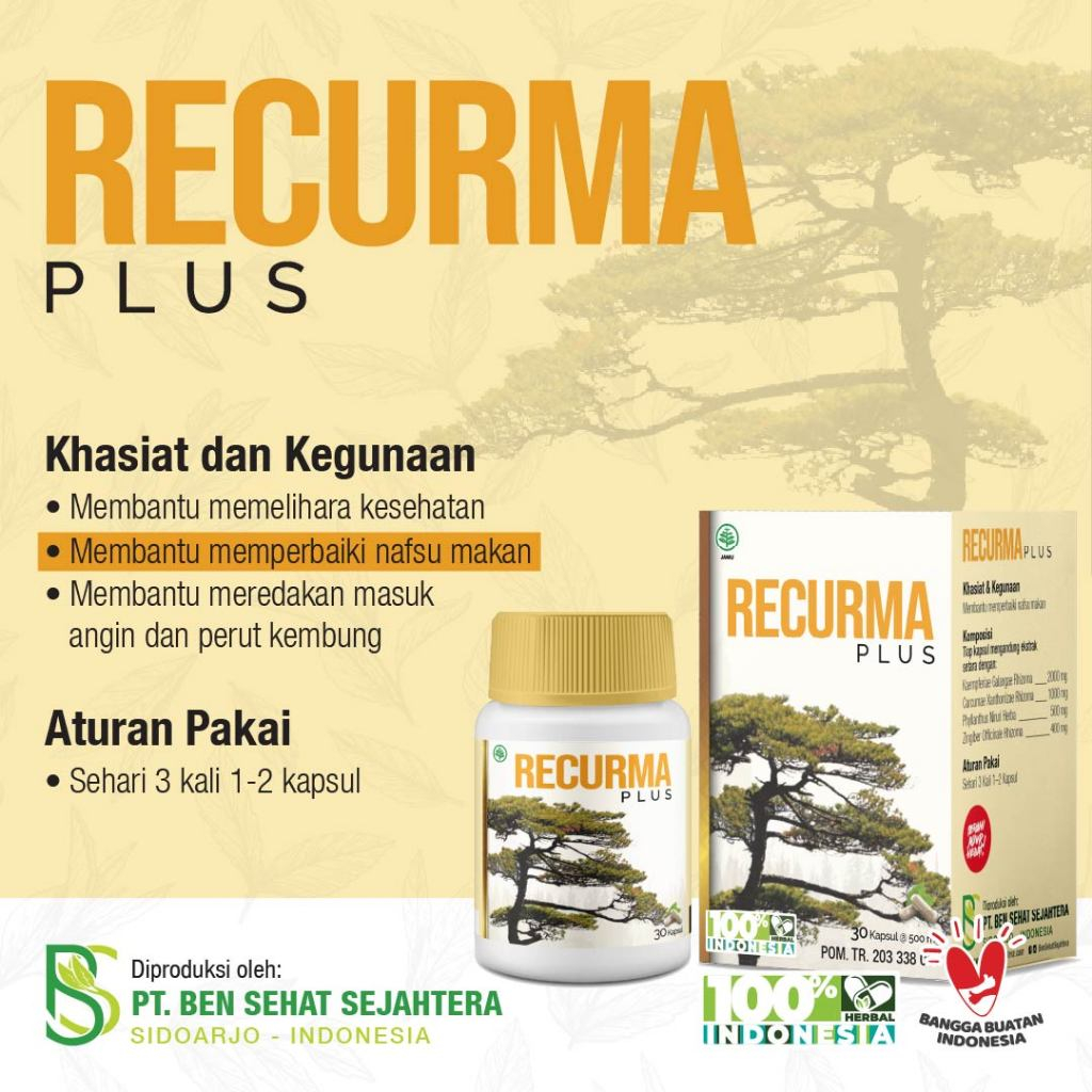 Recurma Plus 30 Kapsul Membantu Memperbaiki Nafsu Makan